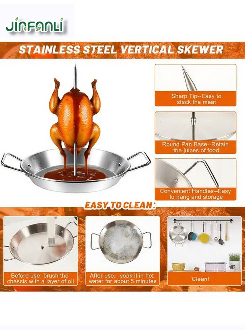 جين فان ل أنا شواية دوارة متعددة الاستخدامات من الفولاذ المقاوم للصدأ - قاعدة 10 بوصات + شوكة 8/10/12 بوصة - للحوم البقر/الدجاج/الضأن - Image 5